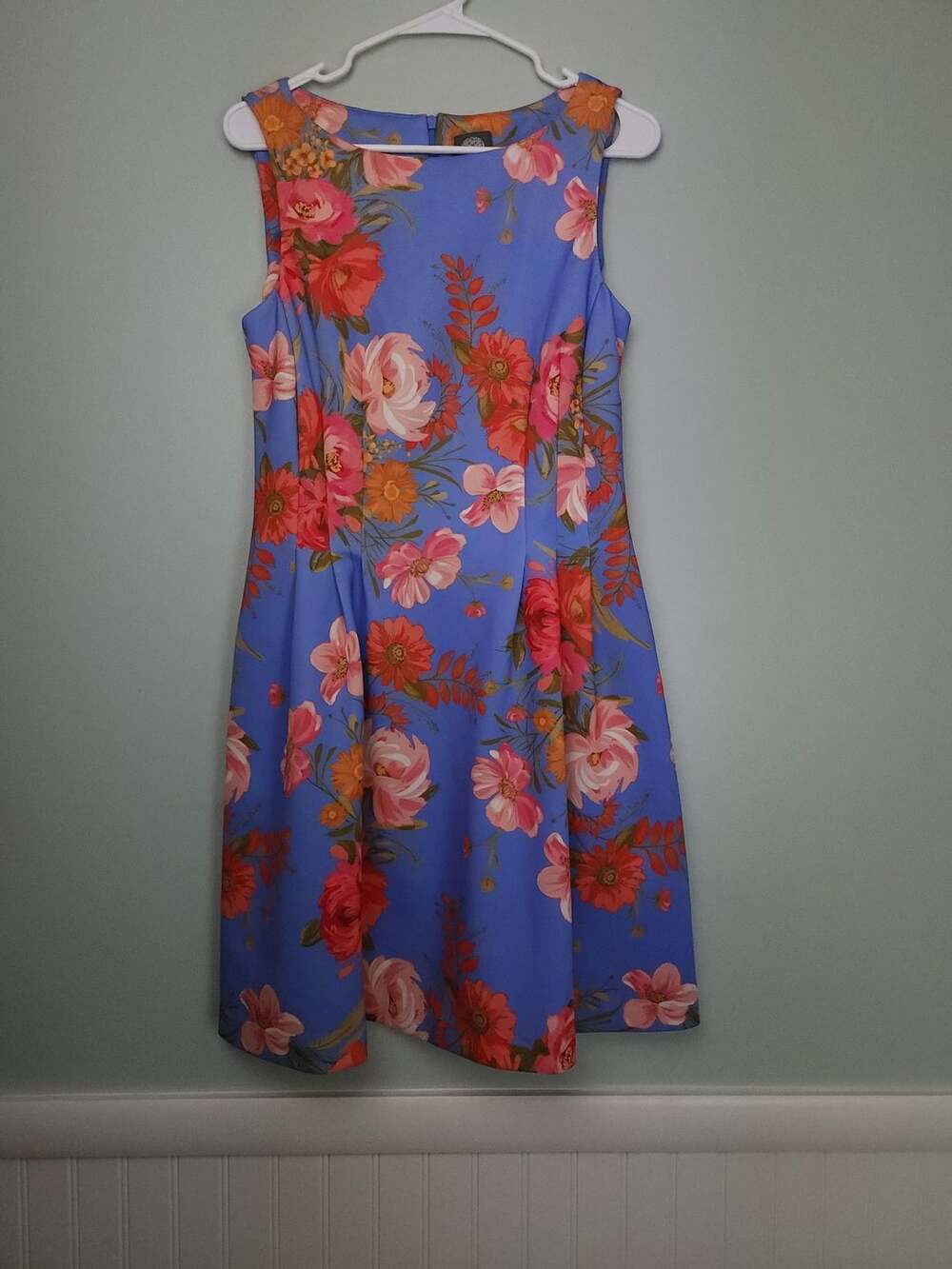 Cottagecore Chicstyle Vince Camuto Blue Floral Sleeveless A-Line Dress